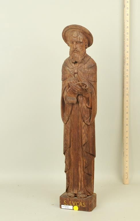Carved Oak Figure Of St Lucas Carved oak figure of