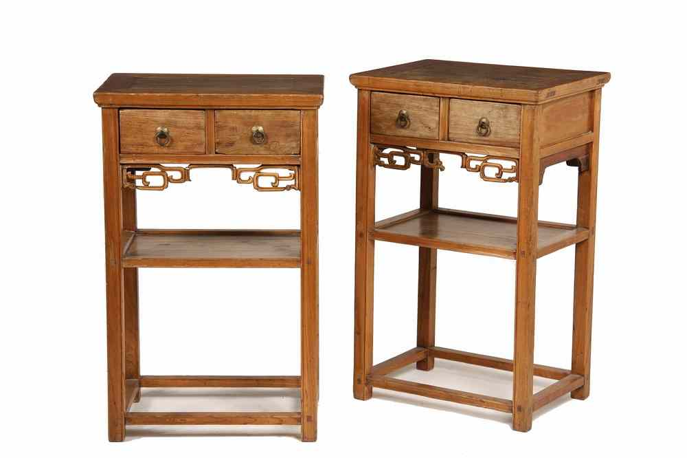 PAIR CHINESE STANDS Pair of 19th c Chinese Bedside Stands