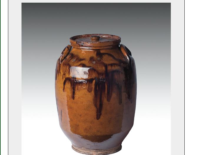EAST GREENWICH RHODE ISLAND GLAZED REDWARE STORAGE JAR AND COVER
