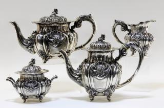 Italian F Peruzzi 800 Silver Four Piece Tea Set ITLAY