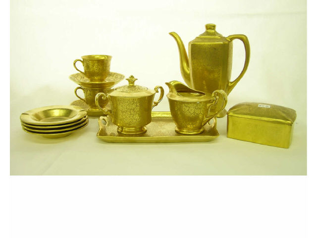 Pickard tea for two set with teapot cream sugar cups