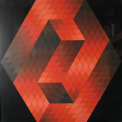 two color prints VICTOR VASARELY french hungarian 1908 1997 GEOMETRIE