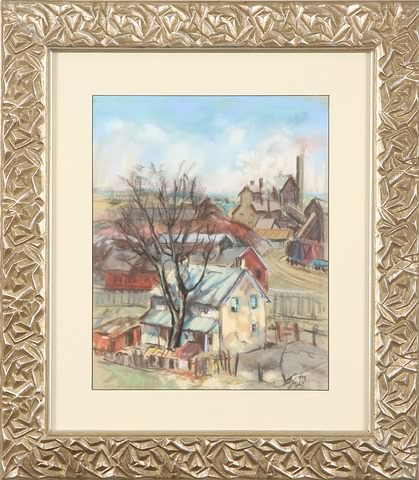 Industrial landscape pastel 12 x 10 sight SLR Artist American