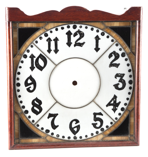 Vintage Wall Clock Case case only with stained and leaded