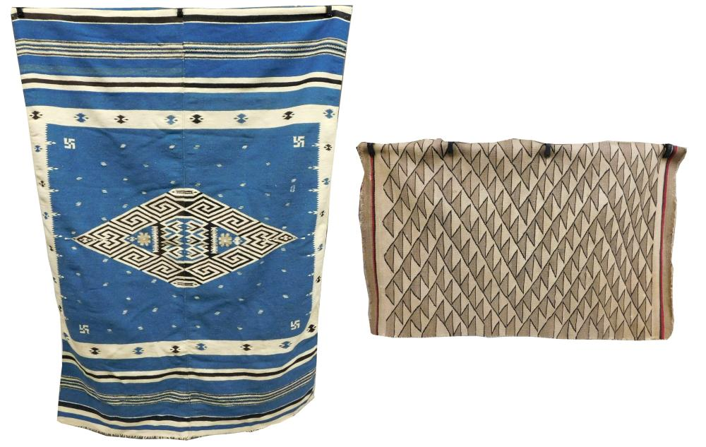 RUGS Two North American flatweaves handwoven both wool on wool