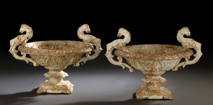 Pair of Cast Iron Garden Urns in the Neo Grec