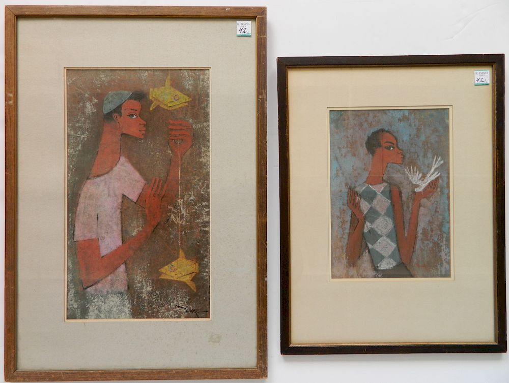 2 Dane Burr gouaches Dane Burr American 20th 21st c