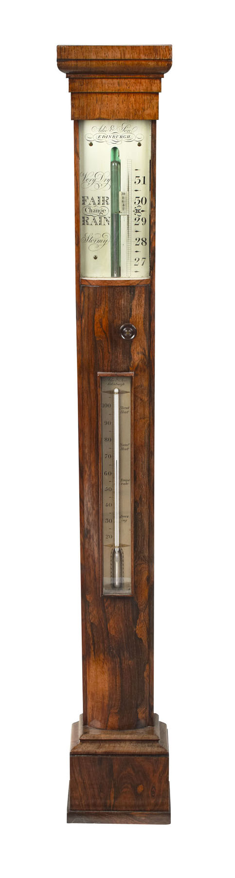A ROSEWOOD STICK BAROMETER BY ADIE SON EDINBURGH EARLY 19TH
