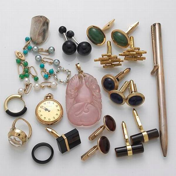 A collection of gem set 18k 14k and 10k gold