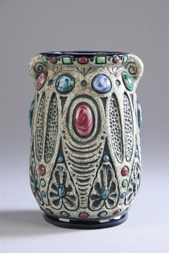 CZECH ART DECO CERAMIC VASE Circa 1930s 40s underglaze blue