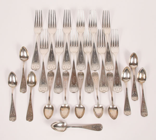 Duhme Co flatware including twelve sterling dinner forks and twelve