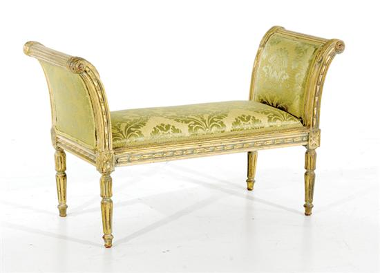 Continental carved giltwood window seat bead and channel frame with