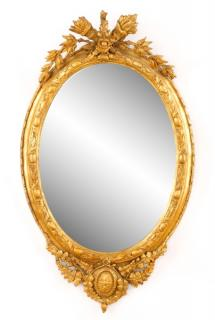 Continental Giltwood Crested Mirror Continental mid to late 20th century