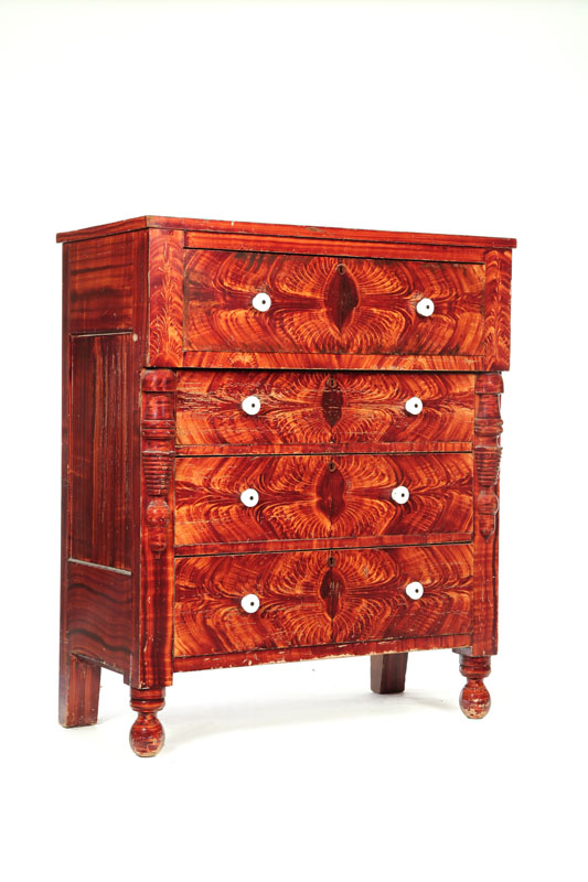 DECORATED EMPIRE CHEST OF DRAWERS Pennsylvania mid 19th century poplar