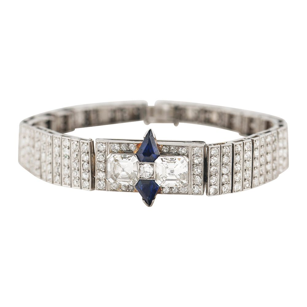 A DIAMOND AND SAPPHIRE BRACELET A DIAMOND AND SAPPHIRE BRACELET