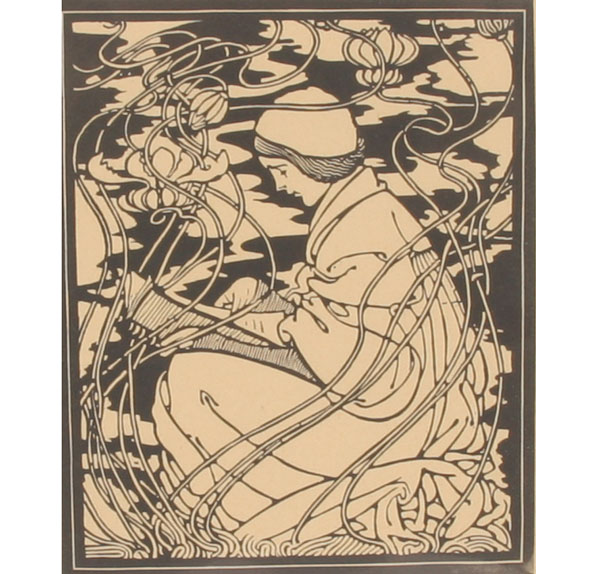Wood block print The Studio 1924 7 3 4 x