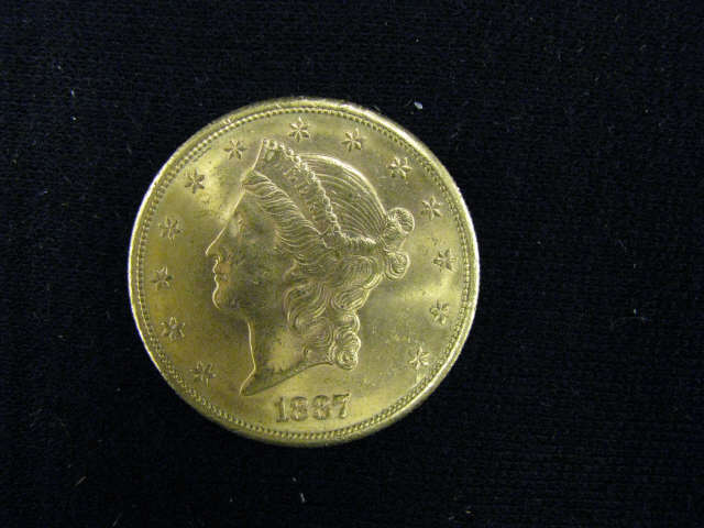 1887 S U S 20 00 Liberty Head Gold Coin