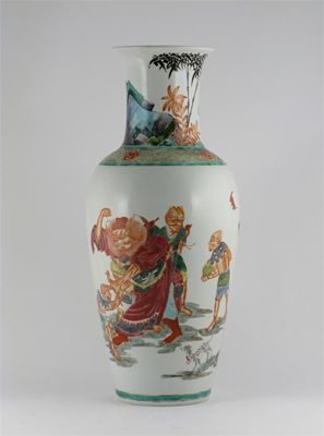 A Chinese famille rose baluster vase painted with figures and
