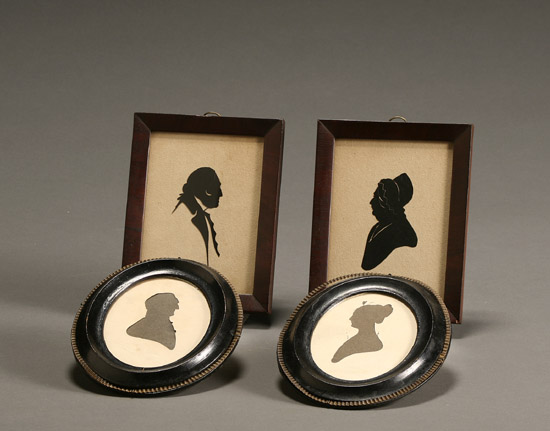 Group of Four Victorian Silhouette Portraits Possibly English 19th Century