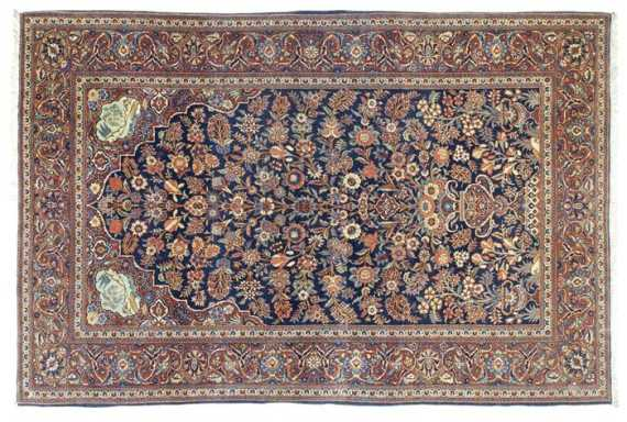 KESHAN antique Dark blue mihrab with red spandrels finely patterned