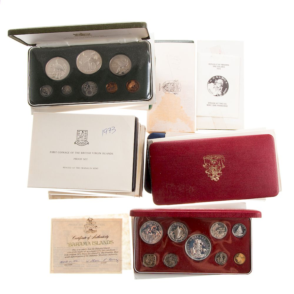 Caribbean Proof Sets 1972 1975 Panama 1973 1974 with extra