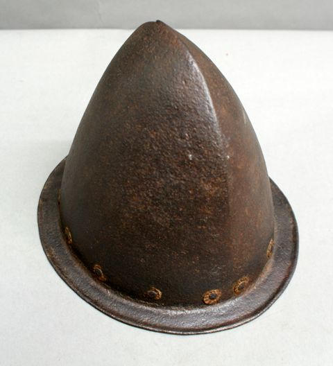 An old Morion steel one piece skull small brim with