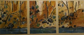 Australian Twentieth Century School River and Hillside 1990 acrylic on