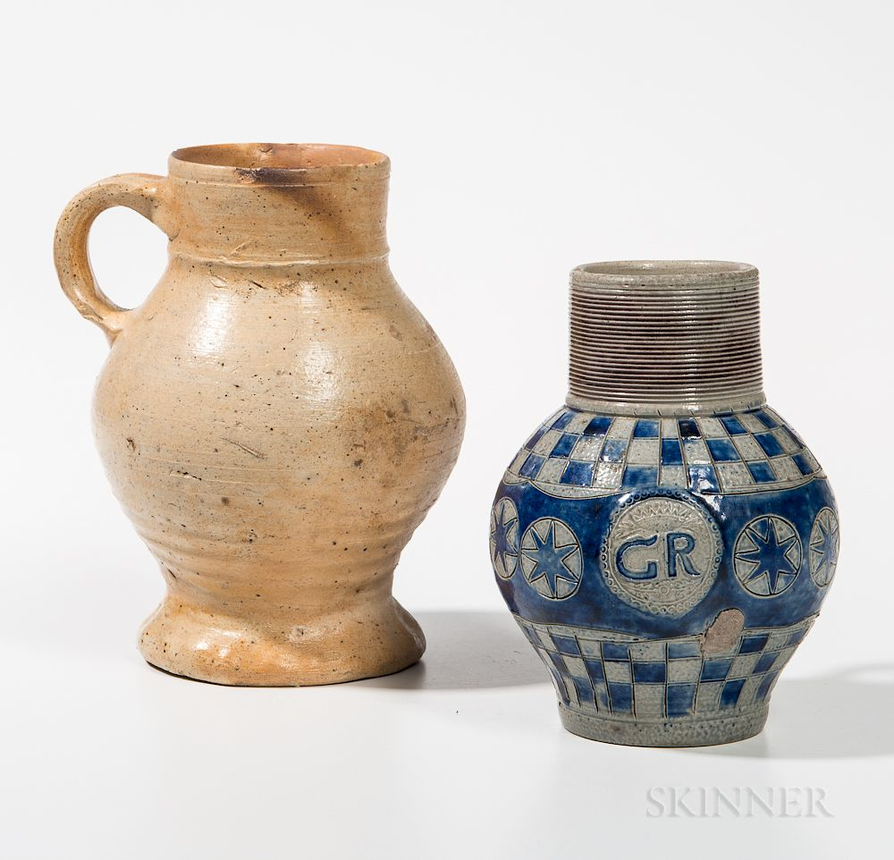 Two German Stoneware Jugs Two German Stoneware Jugs a Raeren