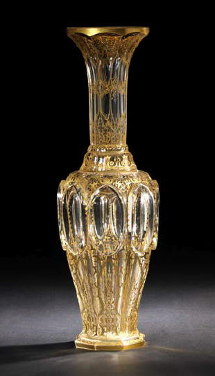 Good Large Franco Bohemian Richly Gilt and Cut Glass Vase