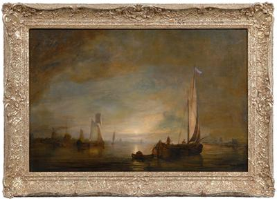 Painting attributed George Opdenhoff Dutch harbor in the moonlight unsigned