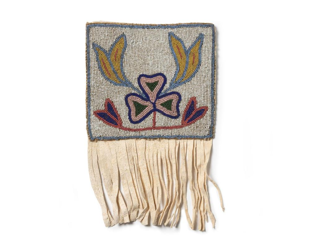 A Plateau beaded pouch Late 19th Early 20th Century A