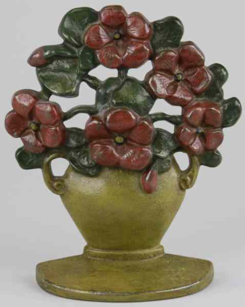 POPPIES IN VASE WITH HANDLES DOORSTOP Depicts bouquet of poppies