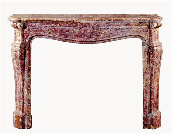 French rouge mottled marble mantel and fireplace surround circa 1850
