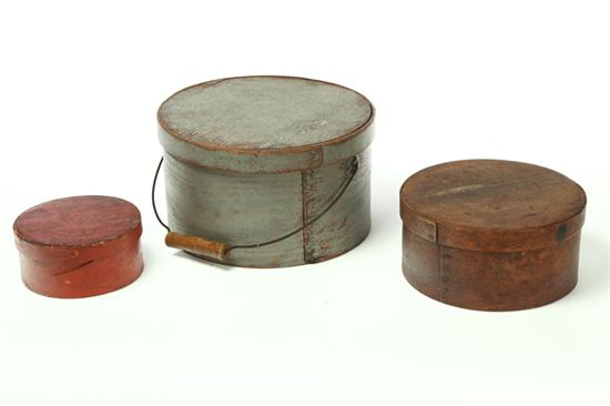 TWO PANTRY BOXES AND A CARRIER American late 19th century
