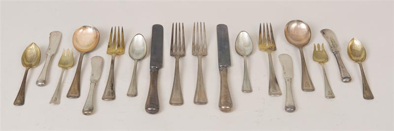 AMERICAN MONOGRAMMED SILVER ONE HUNDRED THIRTY TWO PIECE FLATWARE SERVICE