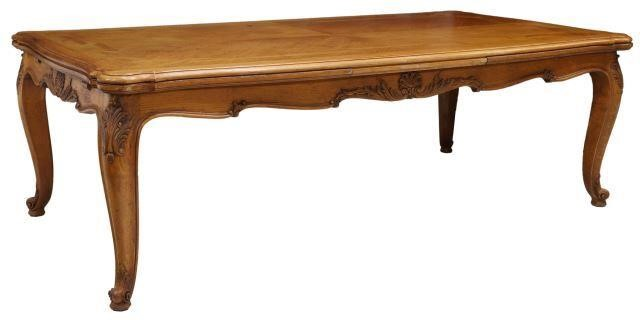 French Provincial Louis XV style oak draw leaf table 20th