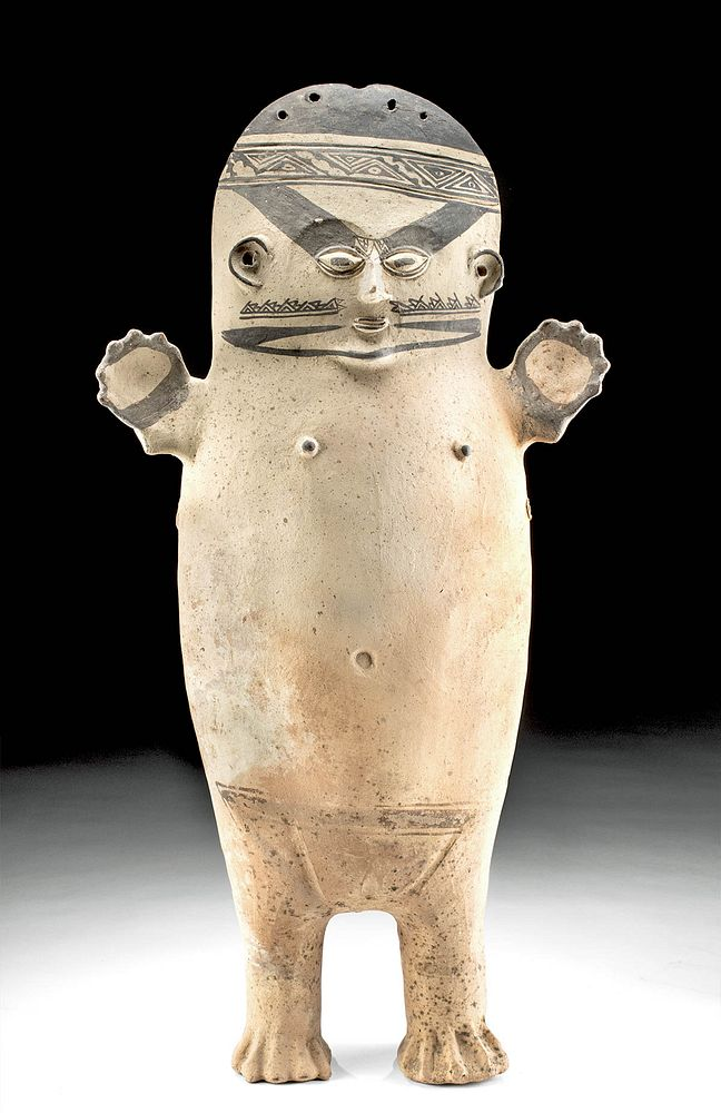 Tall Chancay Cuchimilco Pottery Standing Female Figure Pre Columbian North