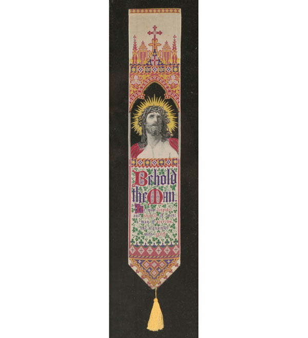 Three Stevengraph woven silk ribbons bookmarks with Christ various images
