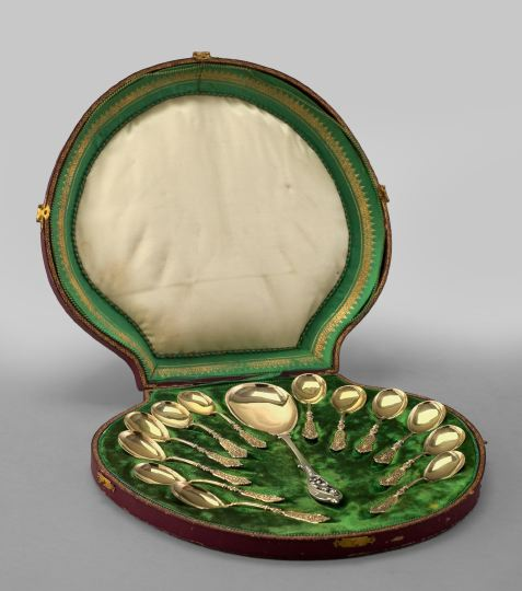Good Thirteen Piece German Cased 800 Standard Silver and Silver
