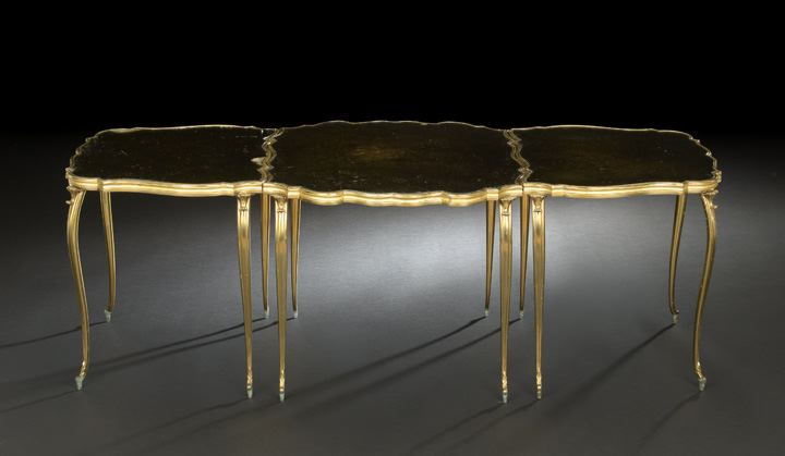 French Gilt Brass and Smoked Mirrored Glass Cocktail Table of