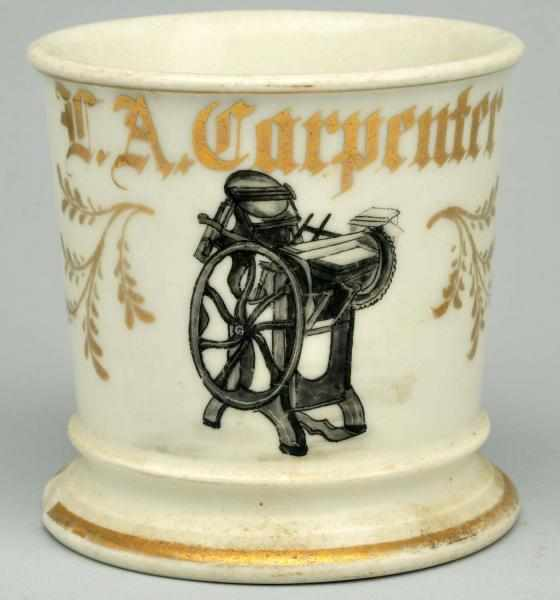 Printer Shaving Mug Gilded L A Carpenter T V Limoges