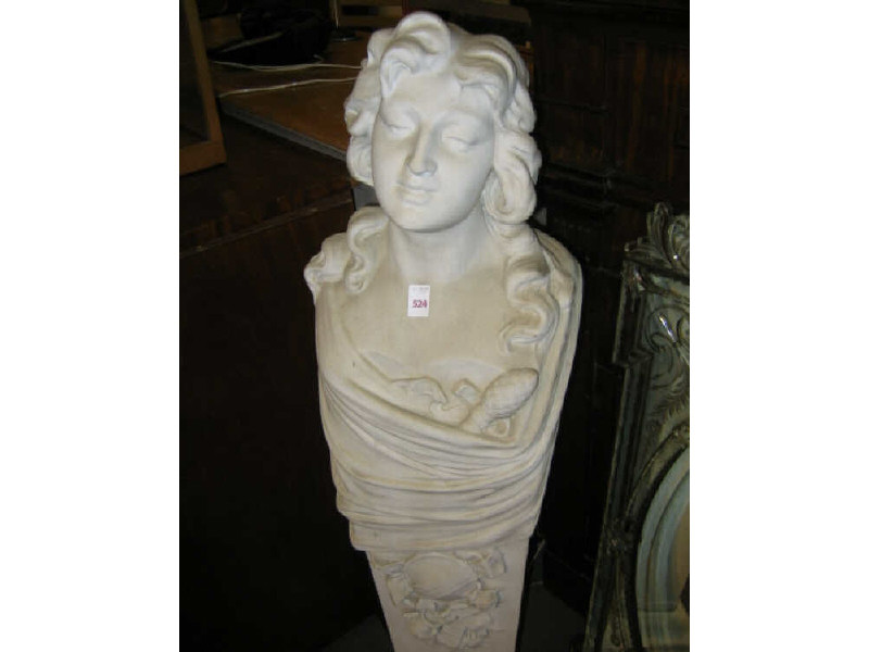 SCULPTED WHITE MARBLE FIGURAL GARDEN TERM In the form of
