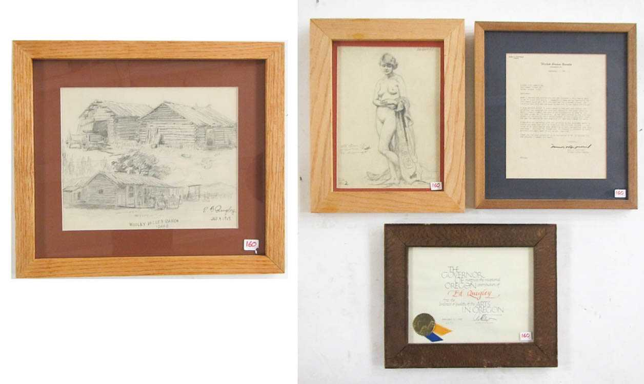 EDWARD B QUIGLEY Oregon 1895 1984 Two pencil drawings a