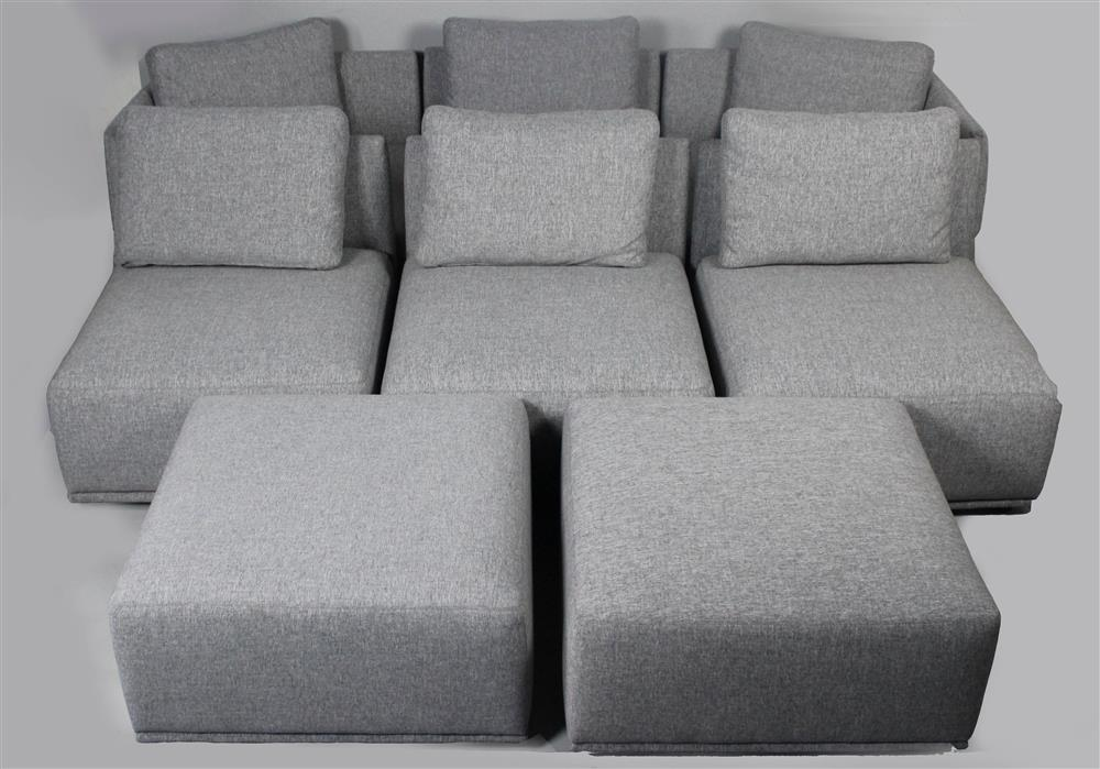 LARGE CB2 GREY SECTIONAL SOFA ESTATE OF TOM CLANCY minimal