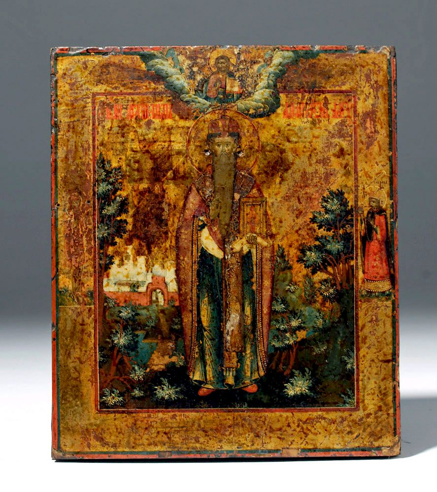 19th C Russian Icon Saint Nicholas Eastern Europe Russia ca