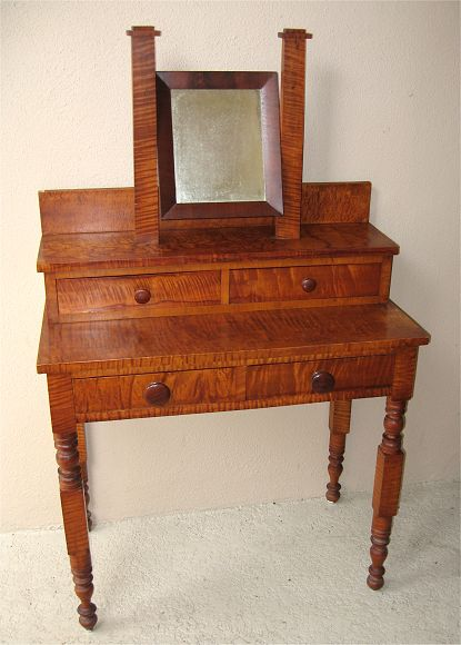 SHERATON TIGER MAPLE TWO TIER DRESSING TABLE 2 over 2