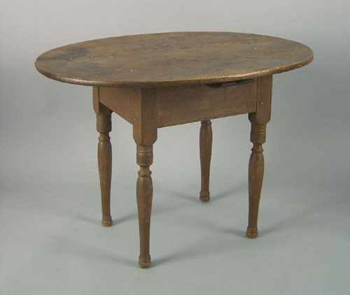 New England pine tavern table ca 1770 with an oval