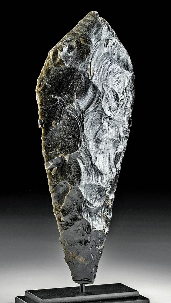 Large Colima Green Obsidian Chopper Pre Columbian West Mexico Colima