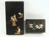 BOXES Two Chinese black lacquered boxes with mother of pearl
