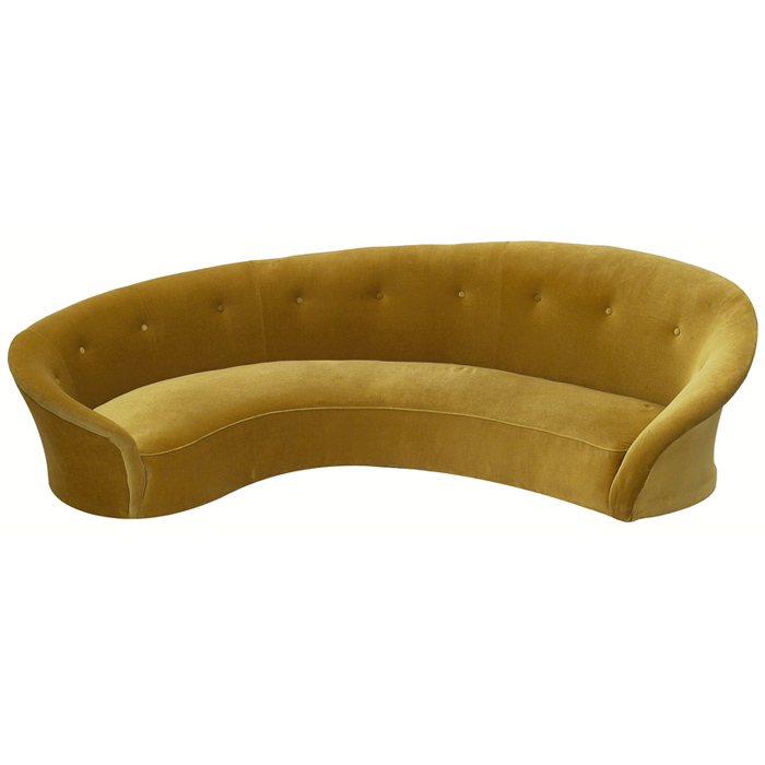Art Deco sofa maker unknown 1940s large curved form with